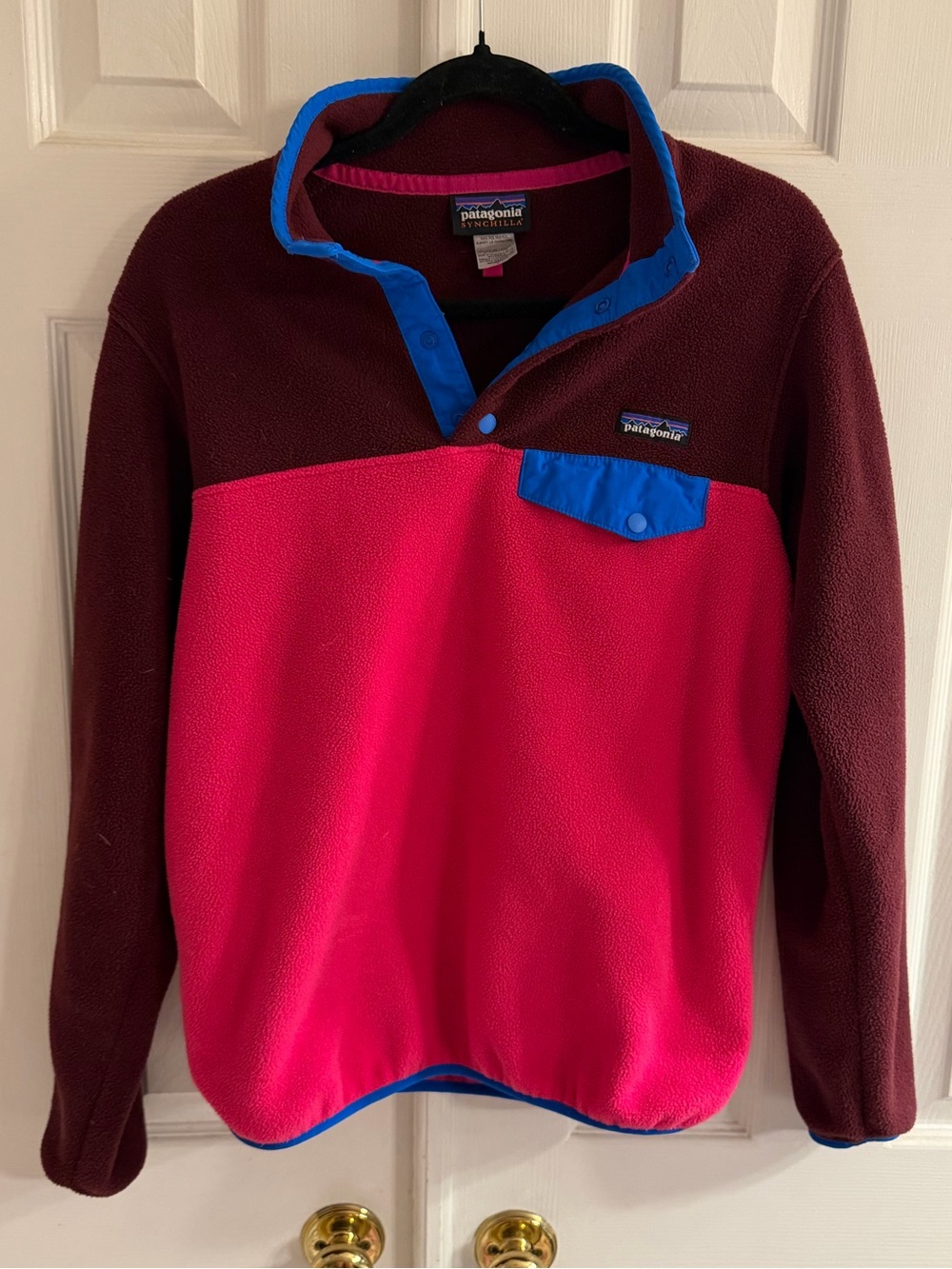 Patagonia Snap-T Fleece Synchilla Pullover - Pink & Burgundy
